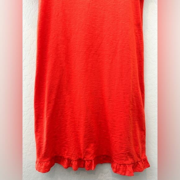 BODEN | Emily Bright Orange Jersey Knit Everyday Ruffled Midi Dress | Size 8 - Picture 4 of 8